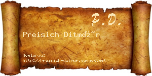 Preisich Ditmár névjegykártya